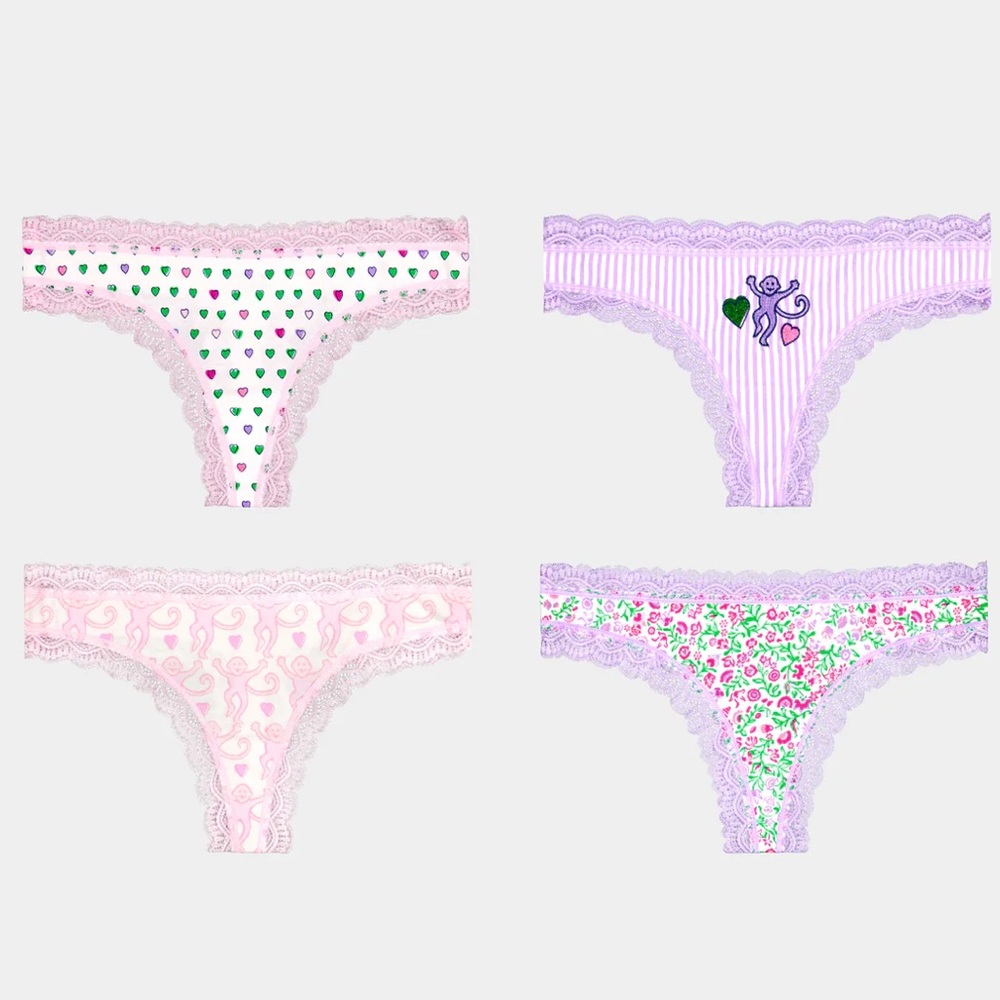 Roller Rabbit Mixed Icon Thong 4 Pack SZ XL NWT